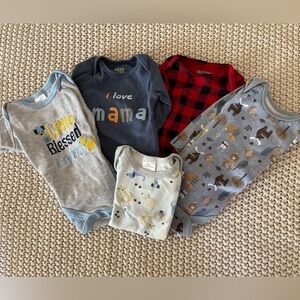Baby Boy Body Suits Bundle Size 0-3 Months Assorted Brands 5 Pieces